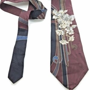 Necktie Henry Grethel Italian Silk Wine Black Blue